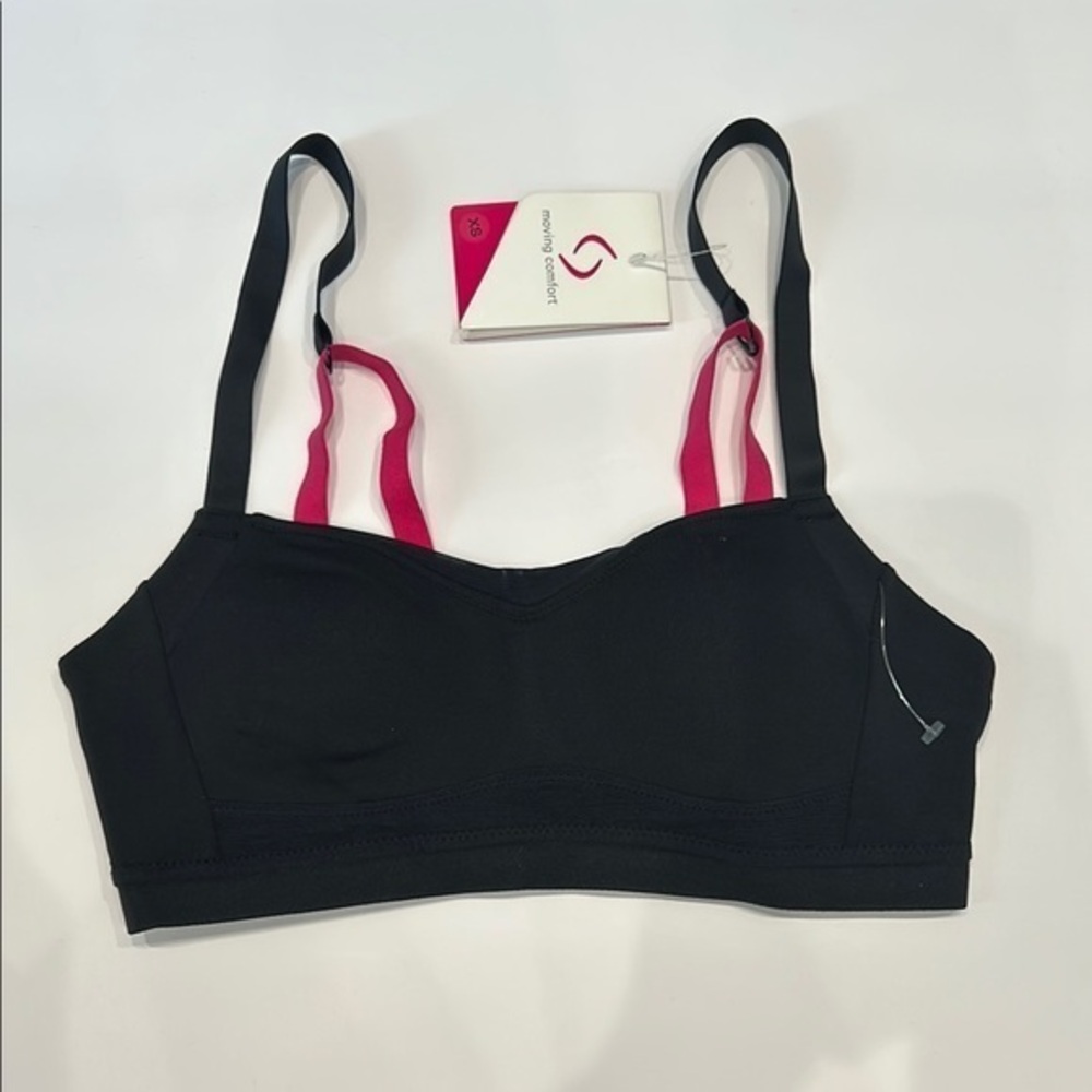 Moving Comfort fineform black pink sports bra size XS NWT